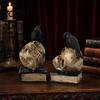 Halloween Party Atmosphere Props Skull Head Statue, Gothic Crow And Book Sculpture, Retro Resin Decor for Spooky Statue Home Table