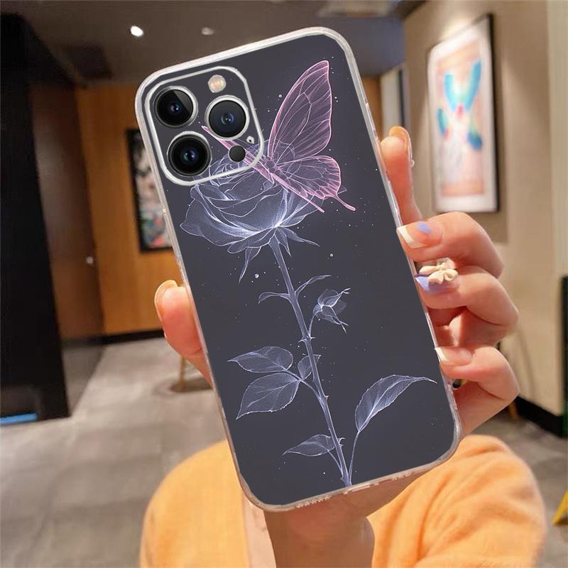 

Pink Butterfly Phone Case Carcasa Funda For iPhone 17 Pro Max Air 16 15 14 13 Pro Max 15 16 Pro 15Plus Case iPhone 17Pro