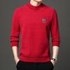 Men's Thick Plush Chenille Knitwear: Autumn/Winter Half-High Collar Embroidered Sweater
