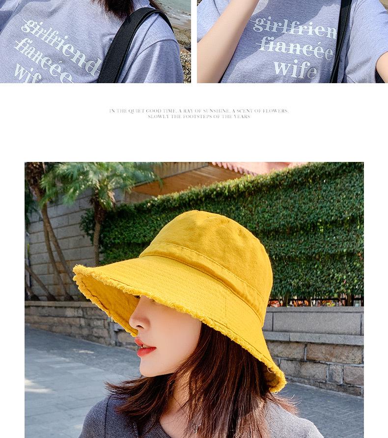 Damen Waschbarer Denim Fischerhut - Ausgefranster Rand, Koreanischer Stil, Trendig, Sonnenschutz, Schmeichelhaft für runde Gesichter