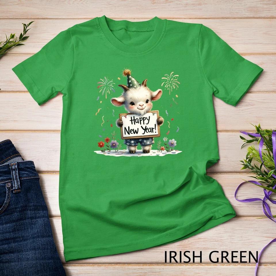 Festive Goat Happy New Year 2025 Funny T-shirt Unisex T-shirt 6 S