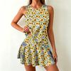 Casual Sleeveless A Line Dress for Women Tank Top Sunflower Print Skater Dress with Pockets XS To 4XL