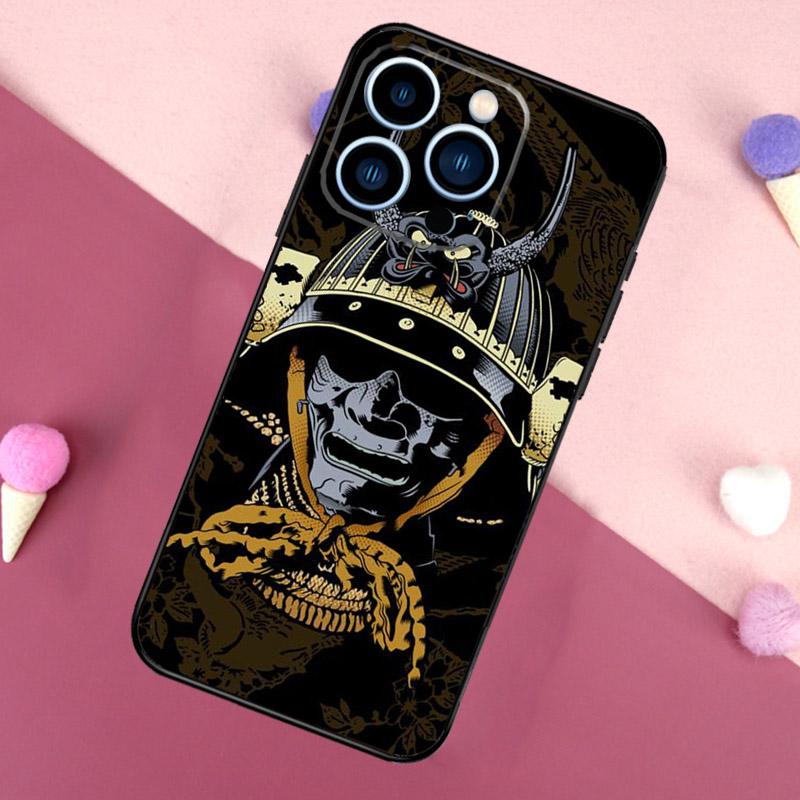 Samurai Mask Warrior Helmet Phone Case For iPhone 17 Pro Max 17 Air 16E 12 13 Mini 14 15 Plus 11 16 Pro Max Back Cover