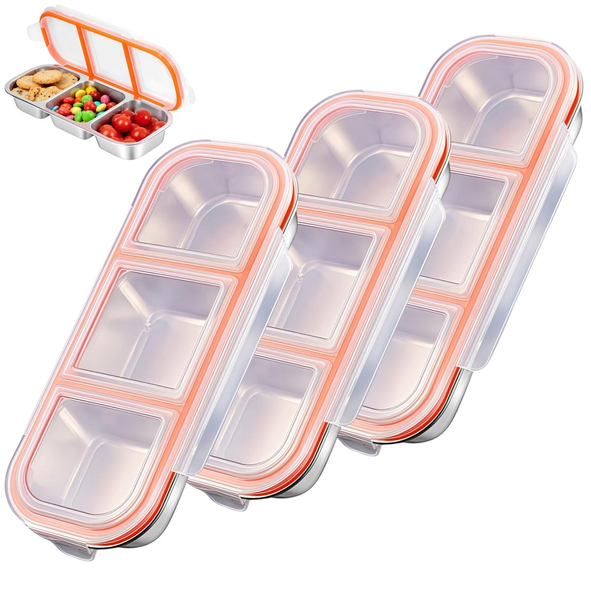 

3Compartment Leak Proof Stainless Steel Snack Containers with Lid Small Food Lunch Box for Travel Picnic Camping China Mainland