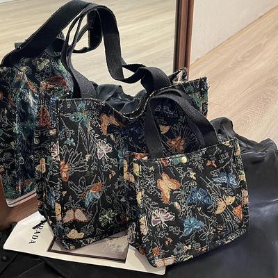 Large Capacity Commuter Tote Bag Women's 2024 Canvas Bag Female College Student Class Fashion Shoulder Handbag
