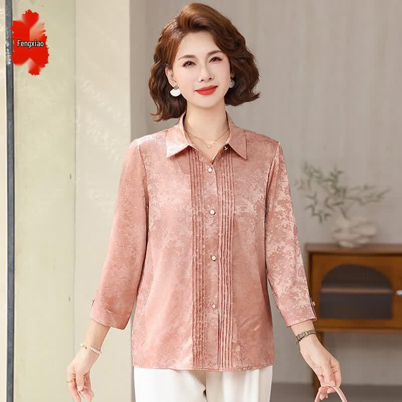 Women's Elegant Striped Chiffon Half-Sleeve Blouse