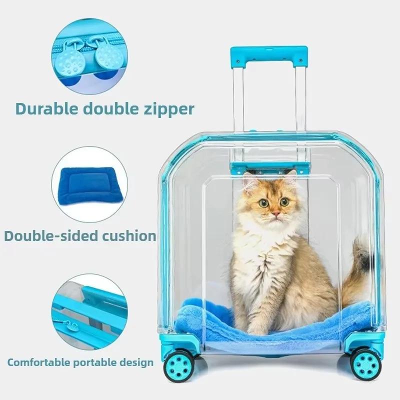 Transparent Cat Stroller 4 Wheels Sturdy Cheap Transport Stroller Cat Puppy Carrier Trolley Case Luxury Pets Supplies Outdoor