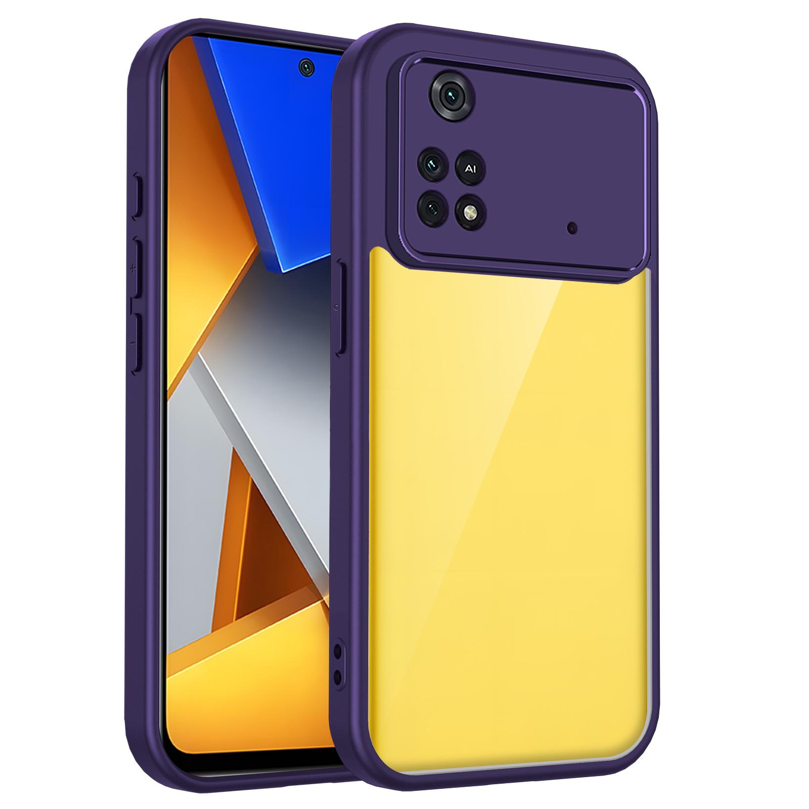 

For Xiaomi Poco M4 Pro 4G Case Air Cushion Silicone TPU Bumper Clear Matte Back Cover Hard Phone Case for Xiaomi Poco M4 Pro 4G Pc + tpu&Poco M4 Pro 4G фіолетовий