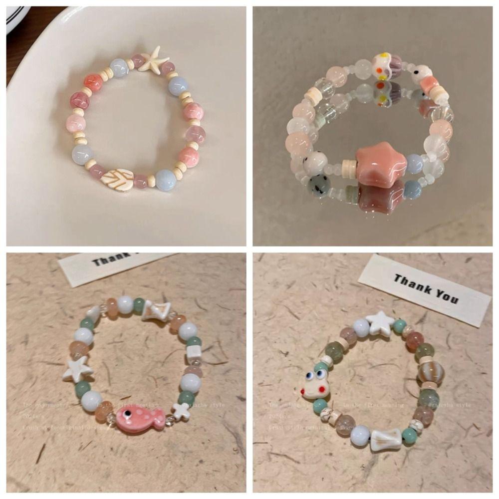 Cartoon Resin Frog Bracelet Korean Style Cute Bead Bracelet Retro Ceramic Fish Bracelet  Gift