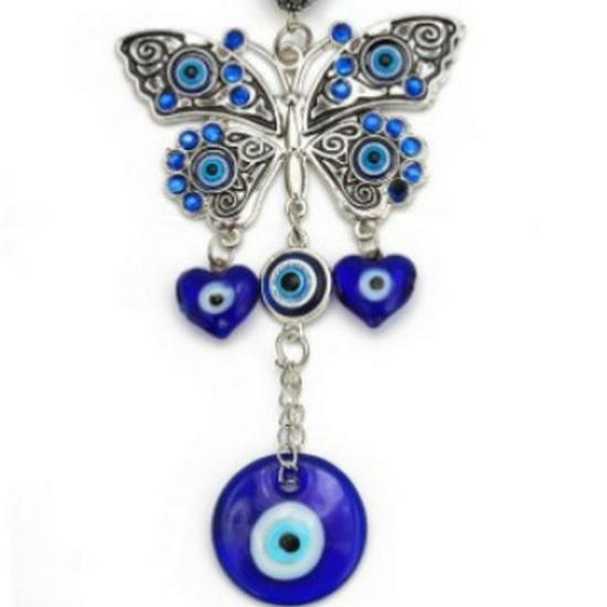 Turquoise Evil Eye Butterfly Keychain Pendant – Unique European & American-Inspired Design
