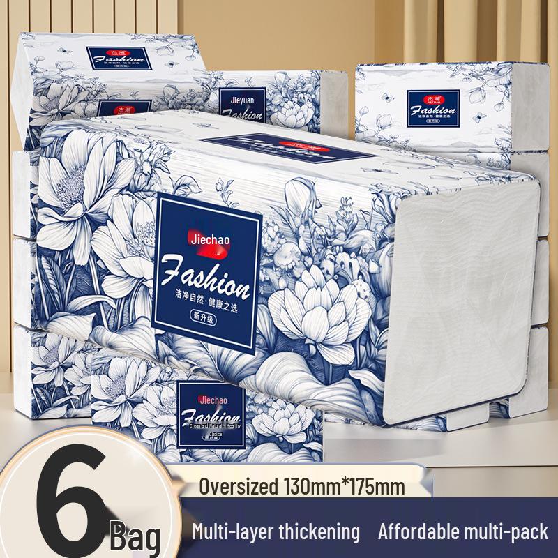 6-Pack Multi-Layer Household Tissue Paper for Face, Kitchen, Toilet, and Hands