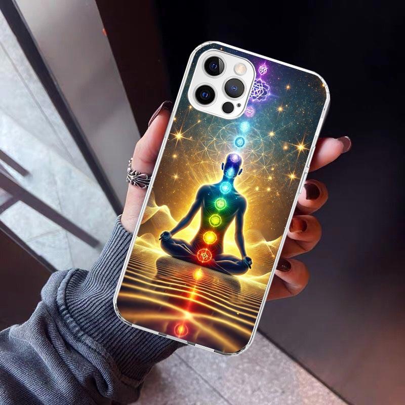 Yoga Chakra Spiritual Energy Universe Phone Case For iPhone 17 Air 11 13 Mini 14 15 Plus 16 12 Pro Max 16E SE 7 8 Pattern Soft T