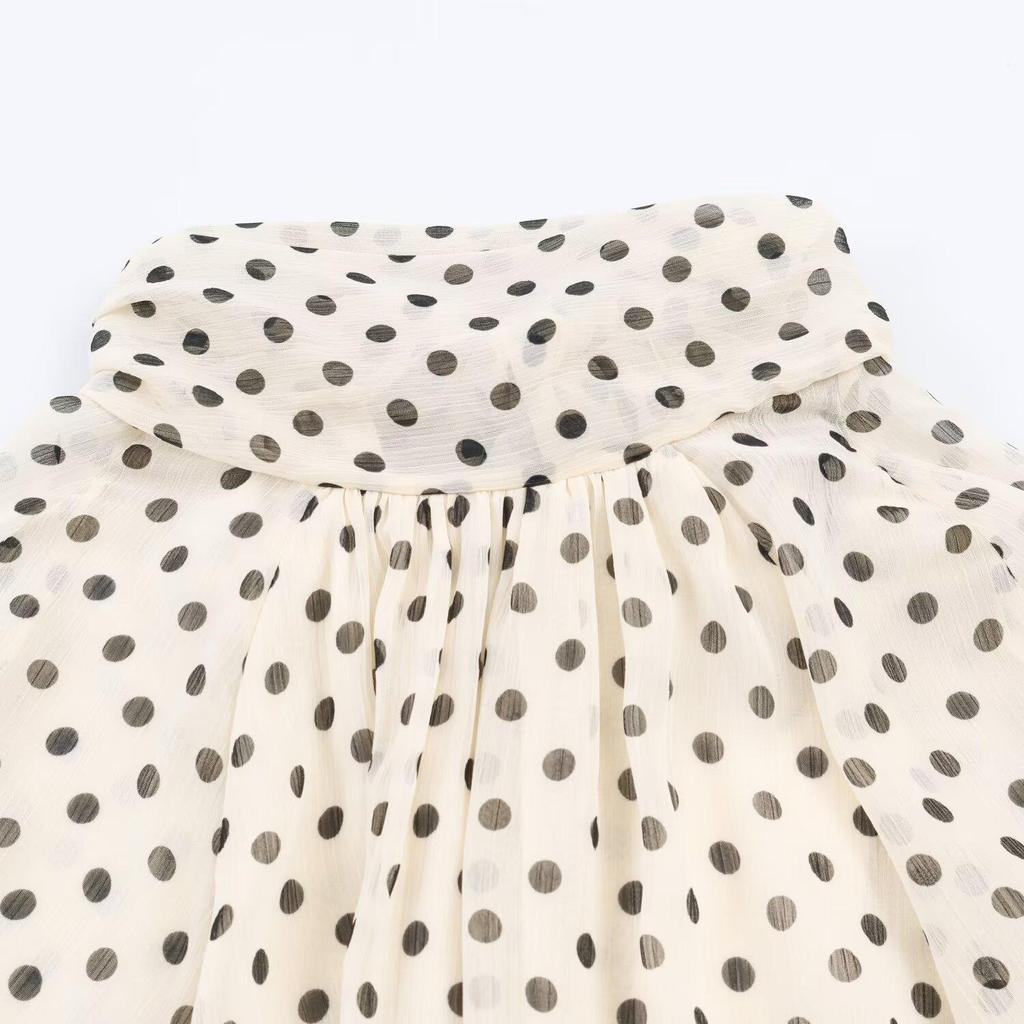 Europäischer Stil 2025 Polka-Dot-Print Damenhemd 2075103