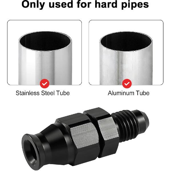 EVIL ENERGY 6AN Male to 3/8" Hardline Compression Fitting Adapter Aluminum Black 2PCS