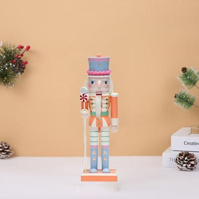 Macaron Color Nutcracker Puppet Wood Durable Nutcrackers Soldier Ornament 10 Inch Nutcracker Statues Doll Girl