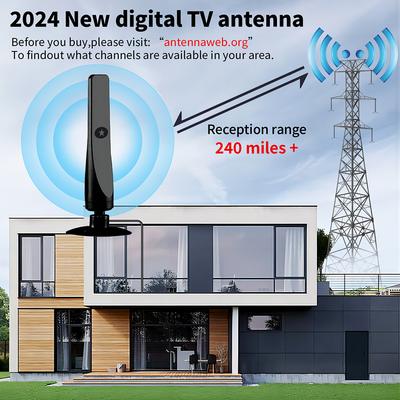TV Digital Antenna with Signal Booster Portable Antenna Support 4K 1080P Suction Cup TV Antenna Plug Play for Smart Digital TV