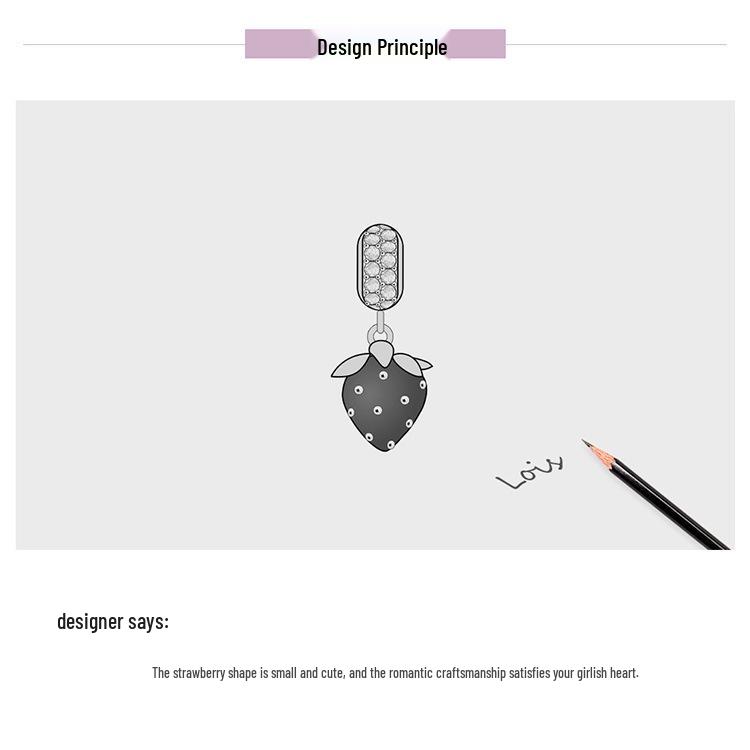 Ziyun Sweetheart Strawberry S925 Silver Pendant - Cute DIY Handmade Beaded Jewelry SCC1537