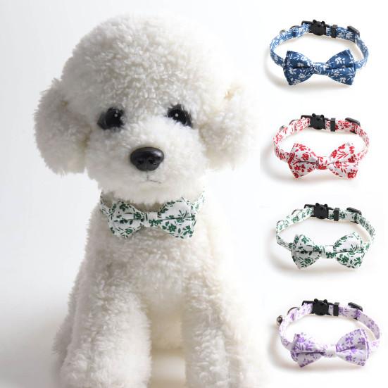 

Ошейник для котенка с цветочным узором, наряд для домашних кошек, регулируемый воротник с галстуком-колокольчиком, товары для домашних животных