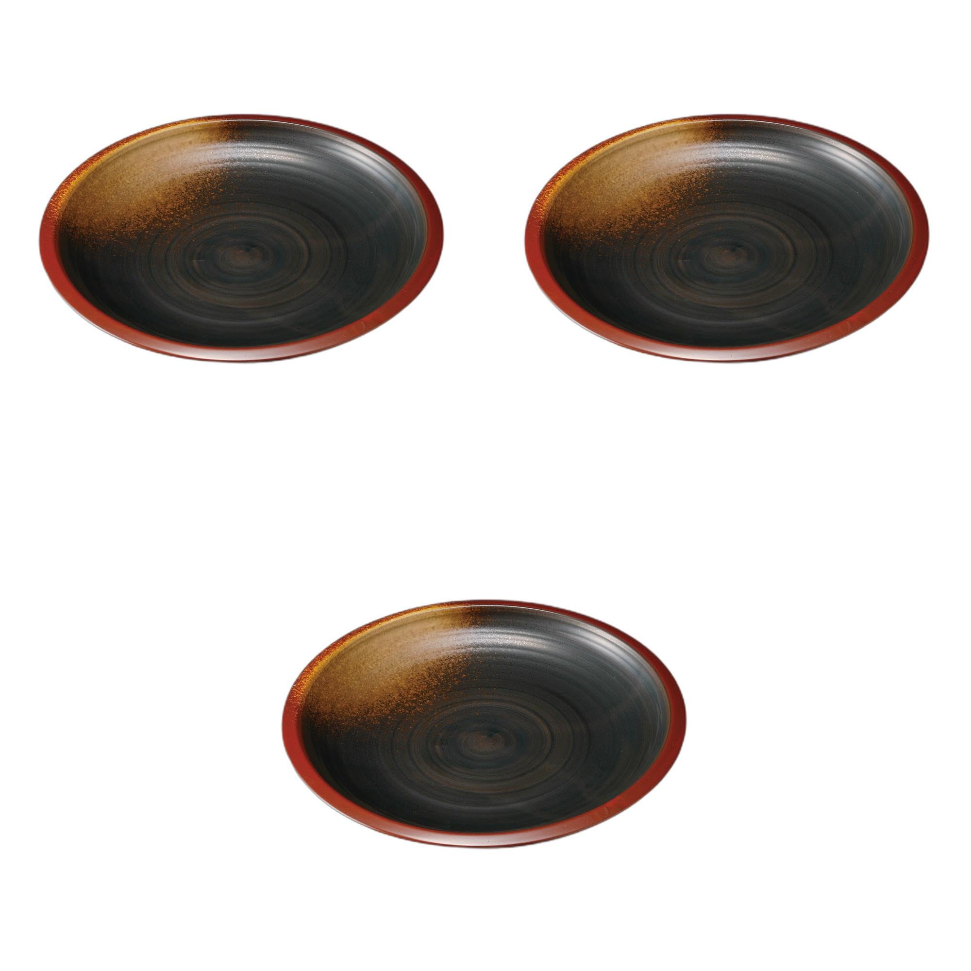 

Set of 3 Mino Nishiki Round Plates x Large Ceramic Plates by Setomonohonpo Kuri-te 8.0mm [24.5 3cm]