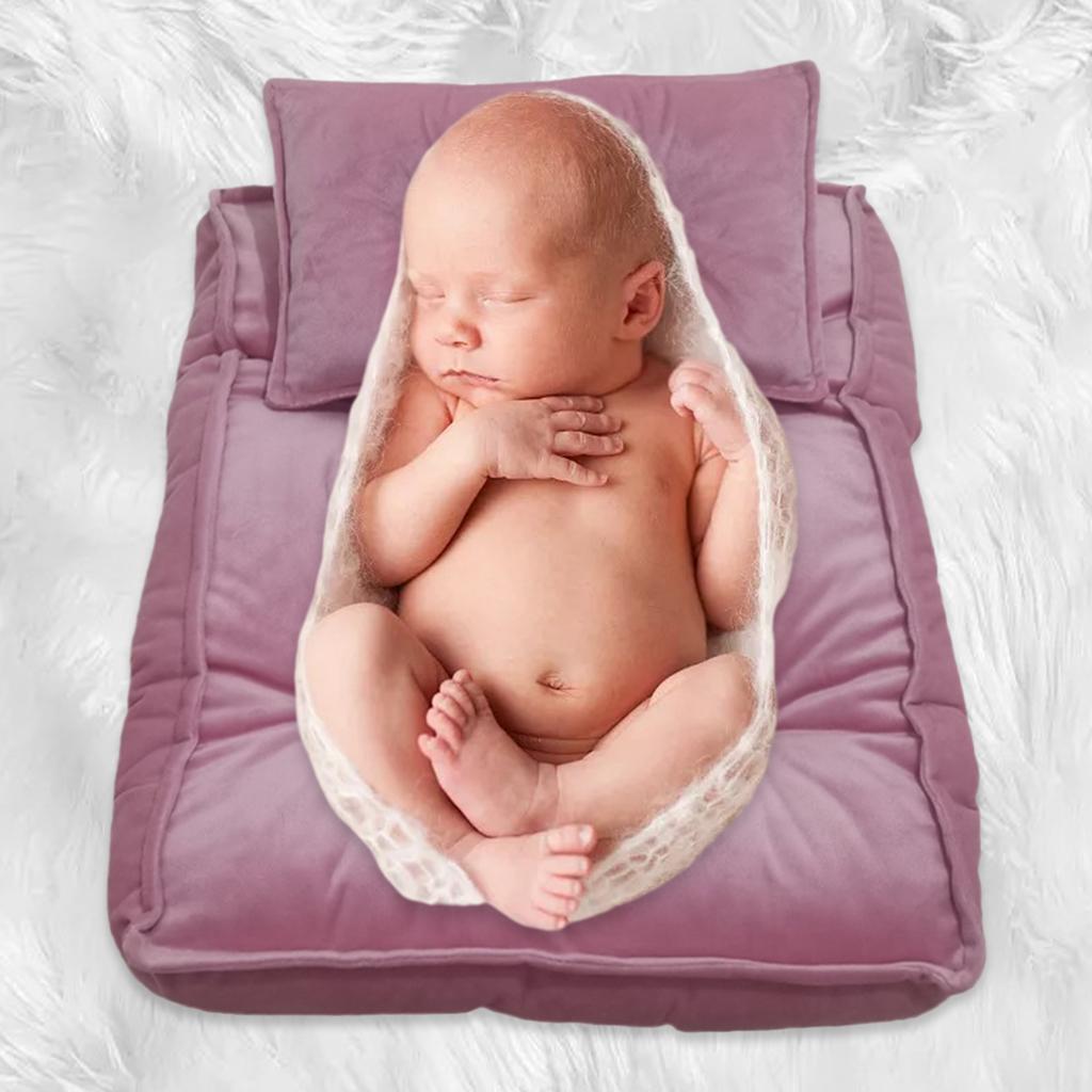 

Breathable Infant Newborn Photography Prop Blanket Pillow & Mattress Set рожевий