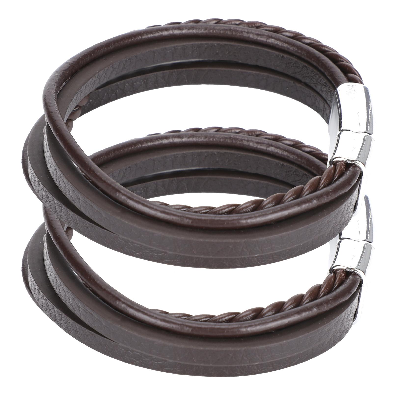 

2 шт. Повседневный браслет из ПУ-кожи, плетеный, с магнитной застежкой, винтажный, модный, декоративный, ручной работы