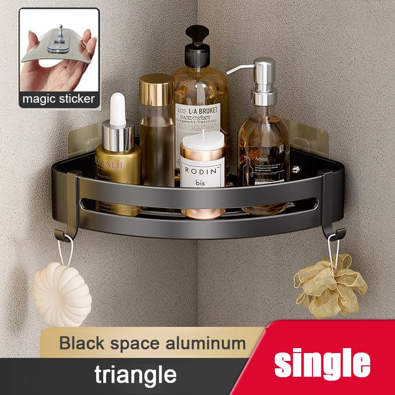 Bathroom Shelf Space Aluminum Shampoo Rack Makeup Storage Organizer Toilet Corner Wall Mounted Shower Shelf Bathroom Accessories