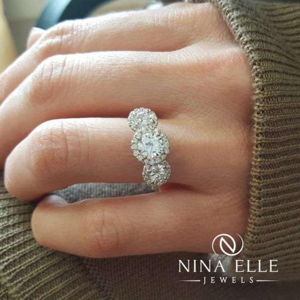 New Popular Round Ring Diamond Classic Fashion Women Zircon Wedding White Crystal Jewelry