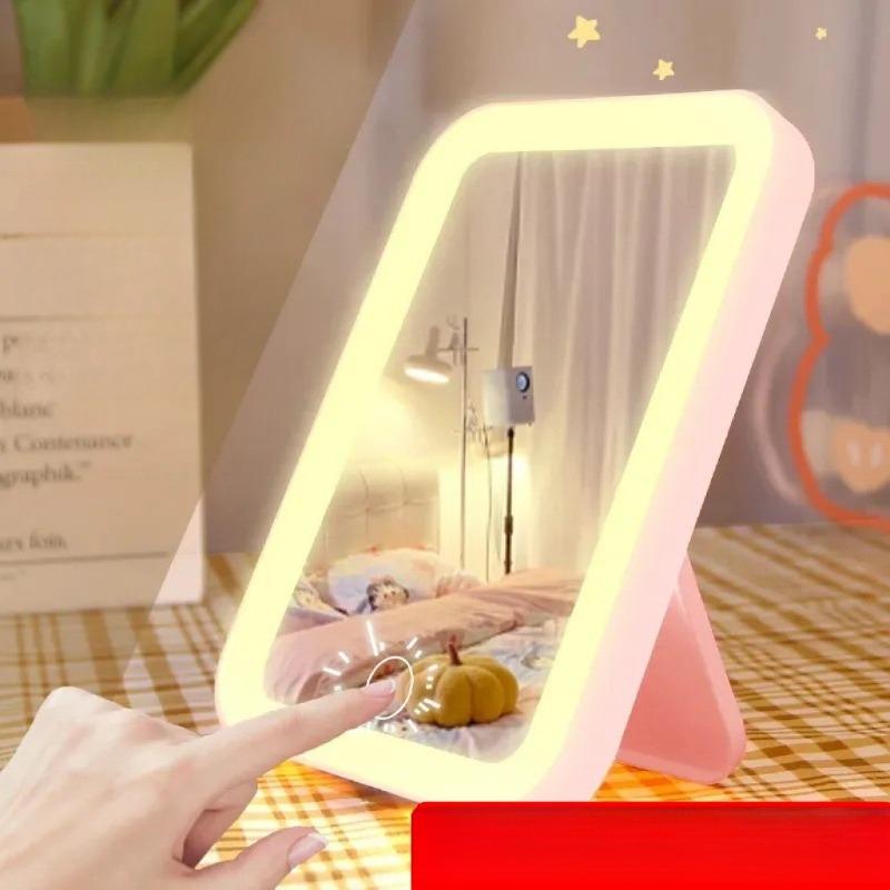 Mirror, Makeup Mirror, Led Light, Small Mirror for Student Dormitories, Desktop, Ins High Appearance Level, Large Desktop Light