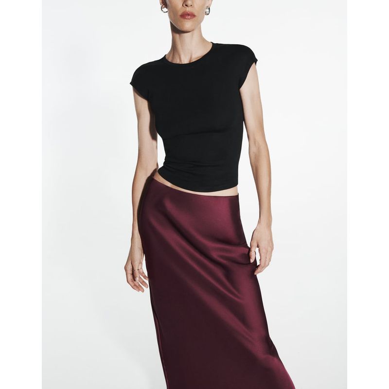 Spring New Arrival High Waist A- line Sheath Skirt Long Skirt Fancy Silk Satin Texture Midi Skirt 9878250