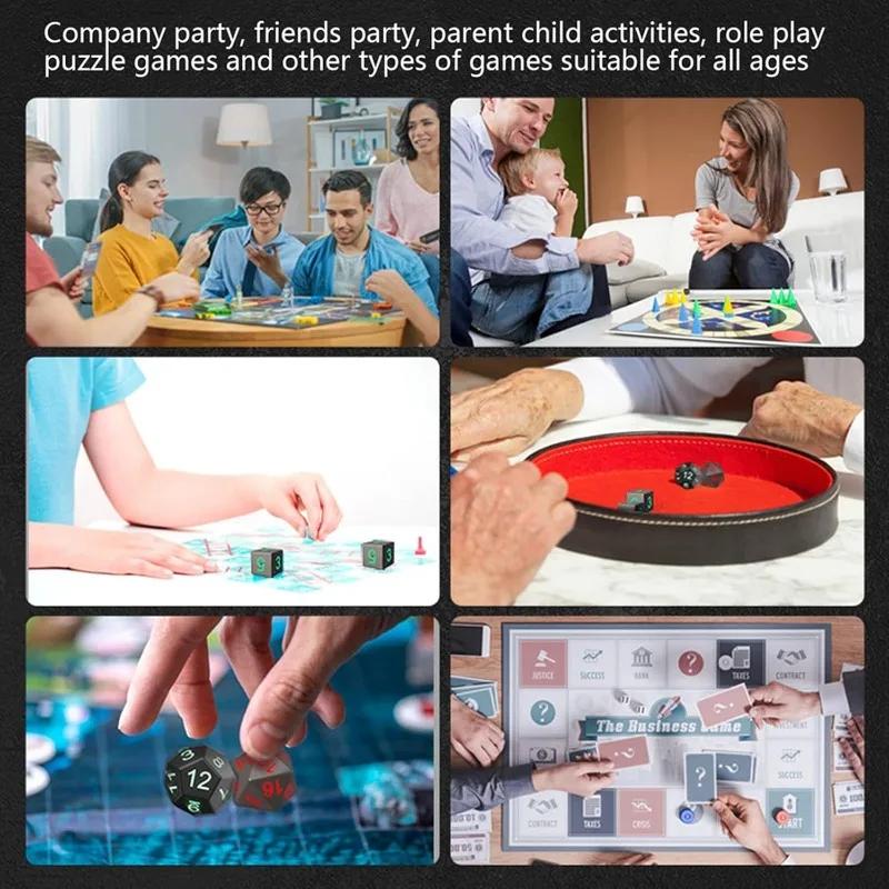 USB Rechargeable 7PCS Light Up Polyhedral Dice Set with Pouch Glowing LED DND RPG Table Game Dice for Gamer Gift