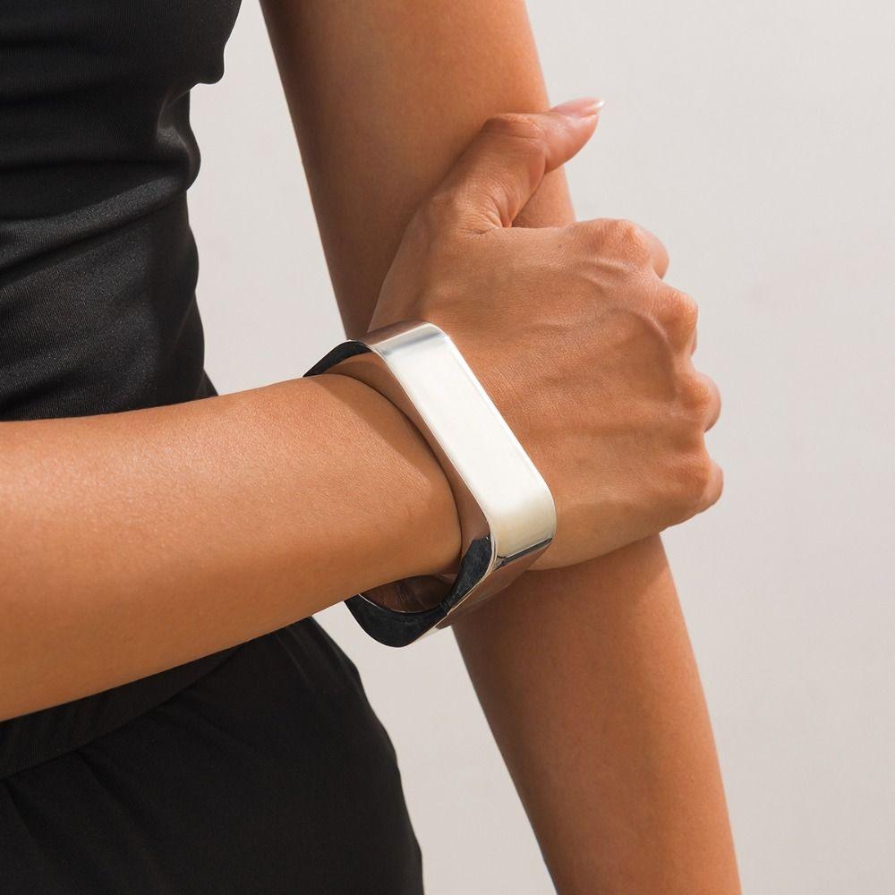 Simple Metal Bracelets Trendy Square Hand Chain Gold Geometric Cuff Bangles  Men