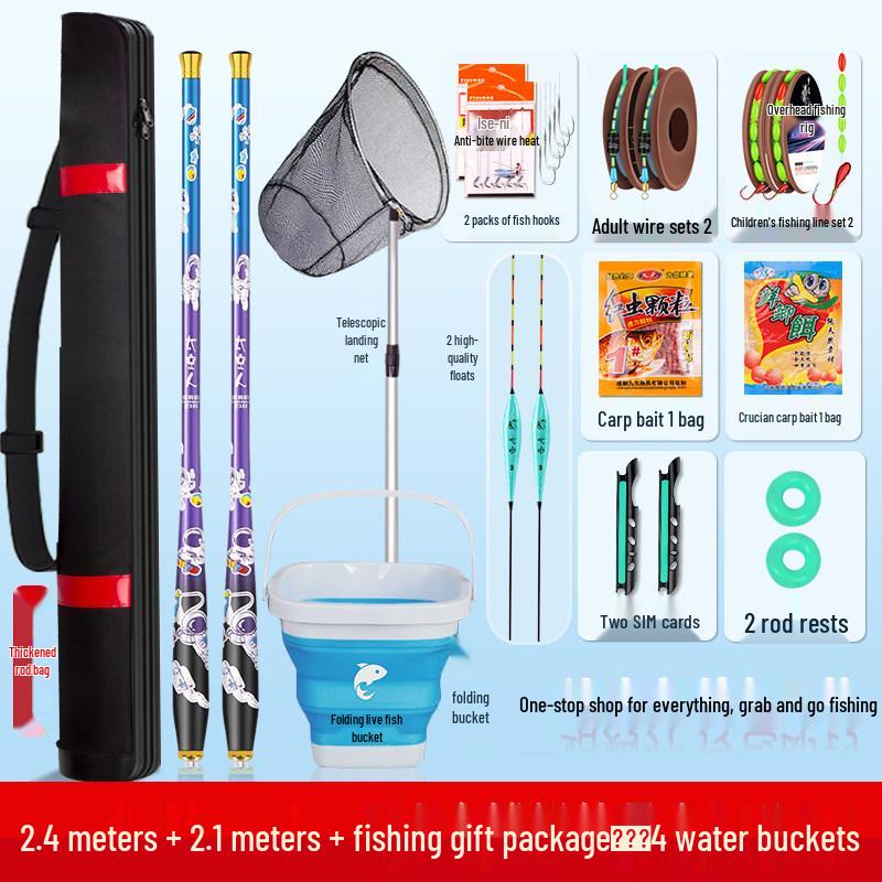 Mini Children's Fishing Rod Set with Hooks – Pocket-Sized Shrimp Rod for Kids