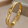 Fashion classic shiny decorative bamboo design bracelet gold-plated light luxury open bracelet