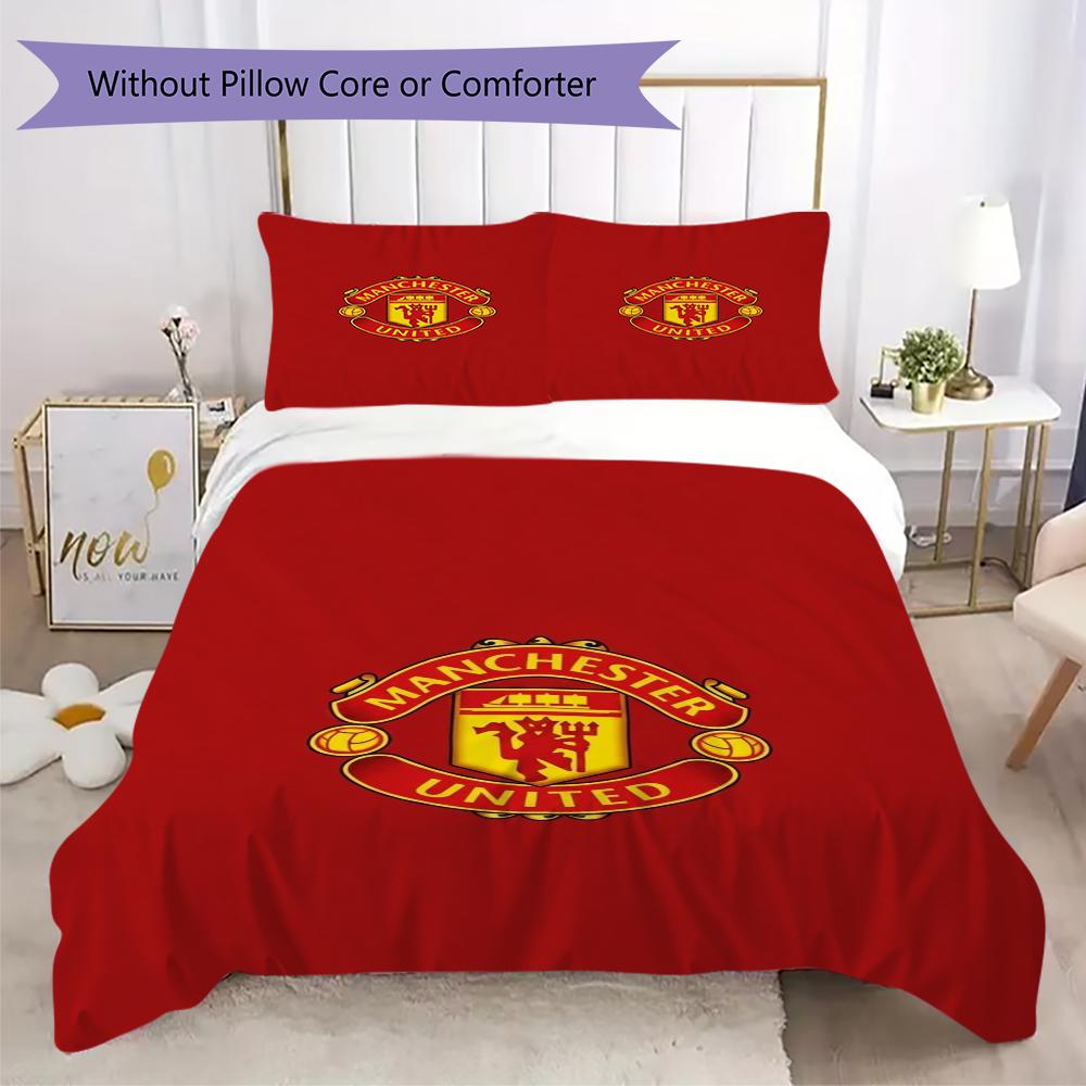 Manchester Unitedaa Pattern Bedding Uilt Set Uilt Cover Pillowcase Home Decoration Birthday Gift (1 * Duvet Cover + 2 * Pillowcase Without Core)