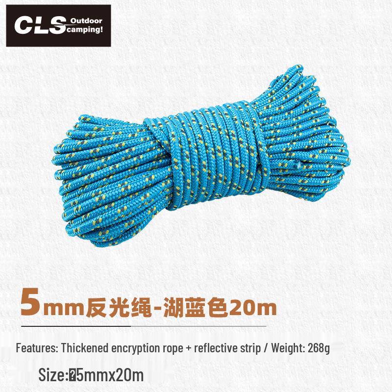 Outdoor Tent Accessory: 10M Reflective Rope, 5mm Thick, Ground Pegs, Windproof Guyline, Clothesline, Awning