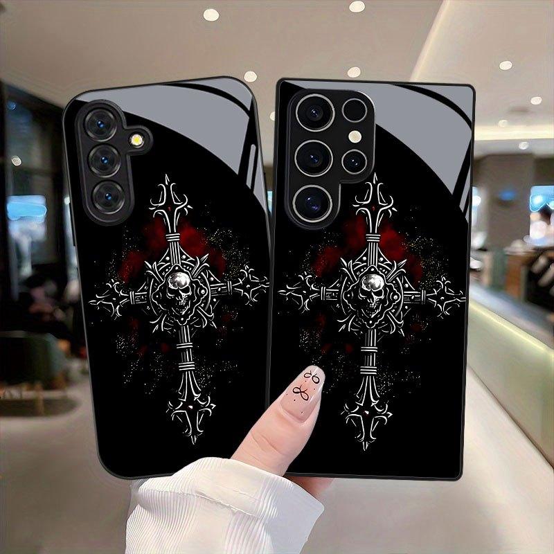 Gothic stijl schedel glazen telefoonhoes geschikt voor Samsung Galaxy S26 S25 S24 S23 S22 S20 FE/Ultra/Plus stofdicht en schokbestendig