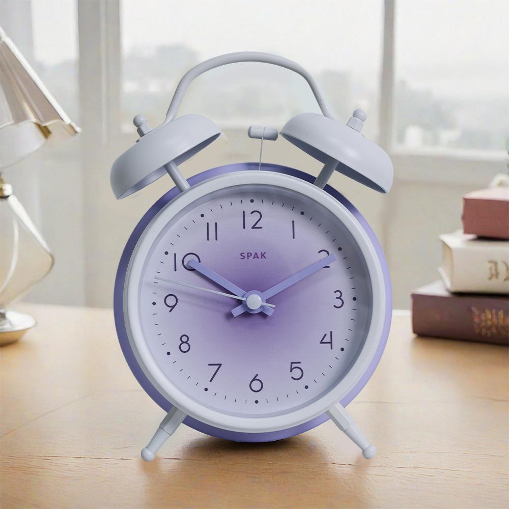 

Ins Style Metal Alarm Clock Battery Powered (AA) Cute Decorative Clock for Home Office фиолетовый