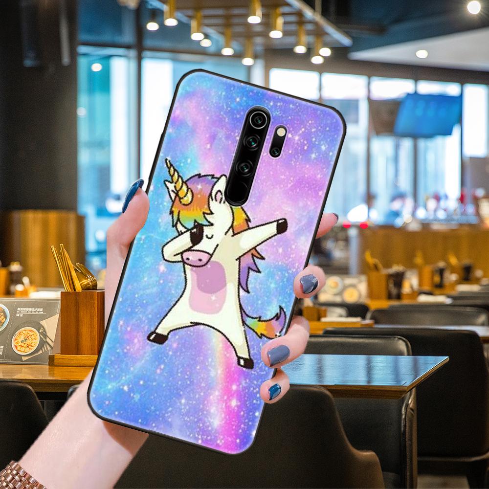 

Чехол для телефона Xiaomi Redmi 6 7 8 9 A Pro Redmi Note 10 Pro 5G 8 8T 9 9S 7 6 5 Pro, черный чехол, трендовый мультфильм с единорогом Redmi Note 8
