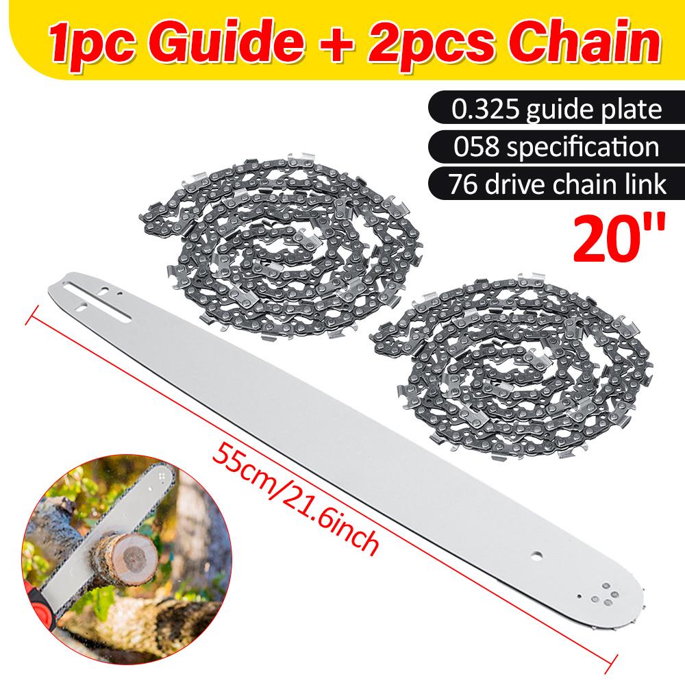 

20 Inch Chainsaw Guide Bar with 2Pcs Saw Chain 0.325 Pitch 0.058 76DL For STIHL MS290-291-310-340-360-380-391-440 Saw Bracket