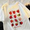12 Types Strawberry Printing Women Tshirts Pattern Tee Clothes Summer T Shirts Harajuku Loose Couple T-Shirt Soft