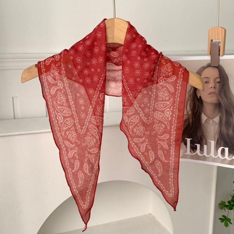 Cashew Flower Silk Scarf, Scarf, New Retro Headscarf, Headband, Jeans, Waist Accessories, Triangular Scarf, Waist Fart Curtain.