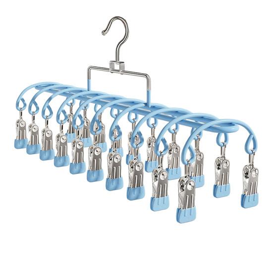 Windproof Clothes Hanger 20 Clips Sock Hanger Stainless Steel Drying Rack for Socks Underwear Baby Clothes Diapers Towels