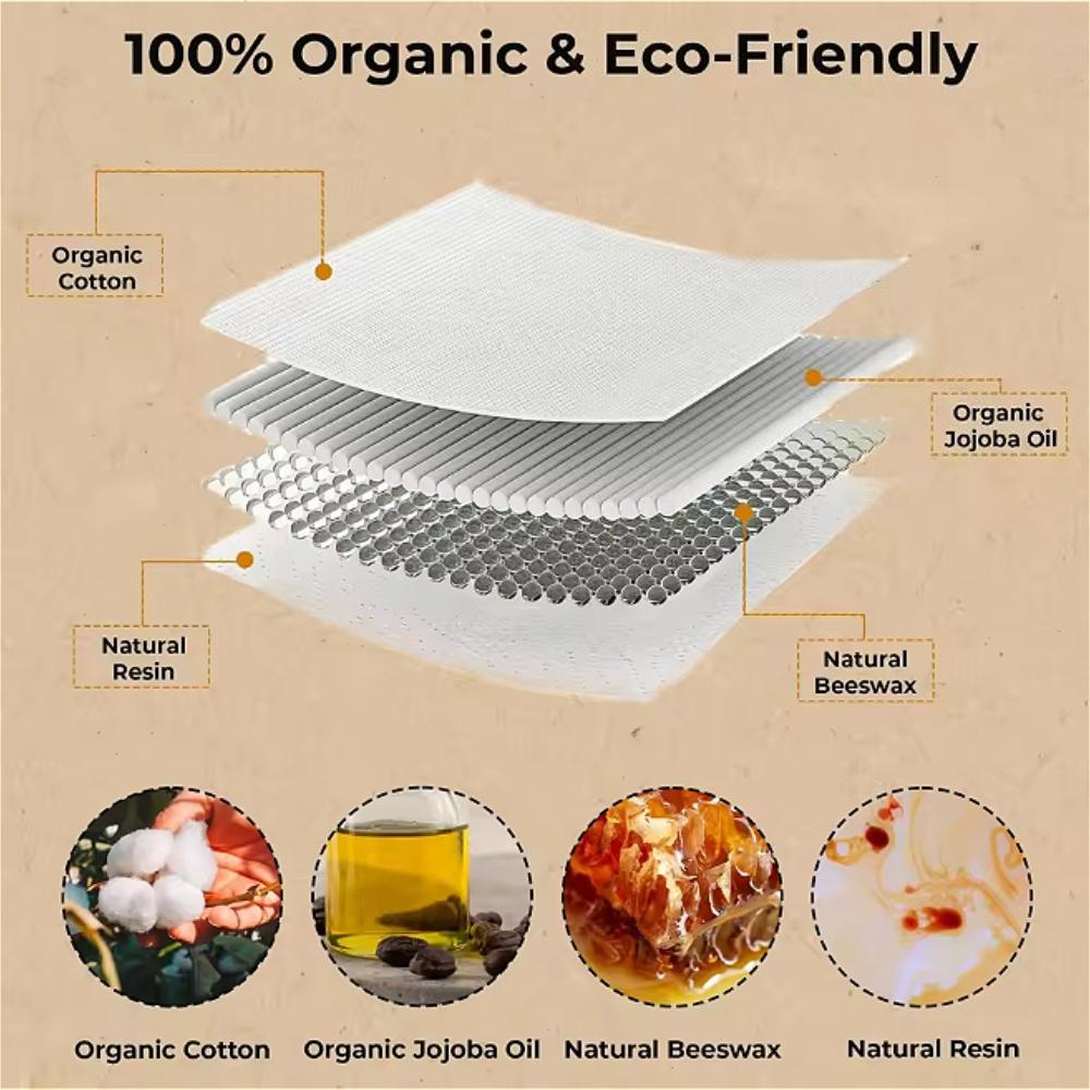 Wiederverwendbare Aufbewahrungsfolie aus nachhaltigem Bio-Lebensmittelpapier für Obst, Gemüse und Käse, BPA- und plastikfreie Lebensmittelfolie aus Bienenwachs