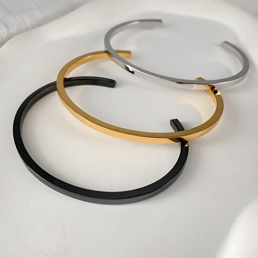 EMANCO Multi-Color Stainless Steel Cuff Bracelets Minimalist Style Geometric Elements Versatile Fashion Men's Jewelry