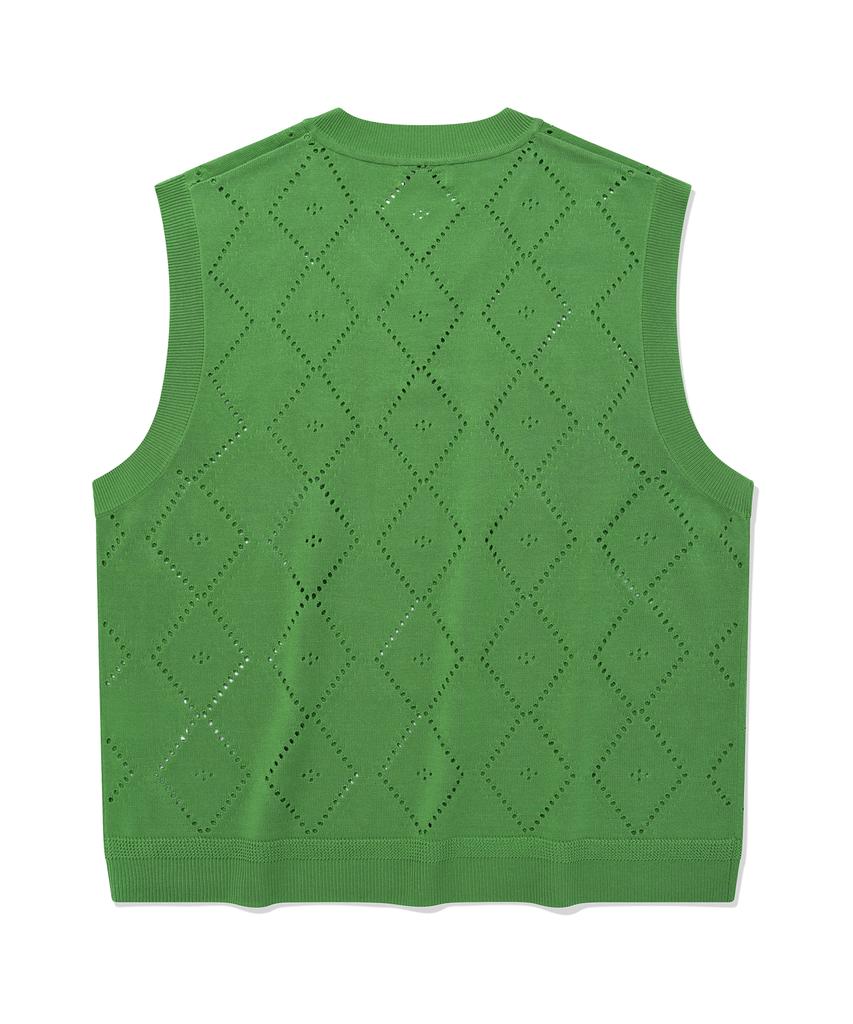 COVERNAT Argyle Scallop Knit Vest Sour Apple
