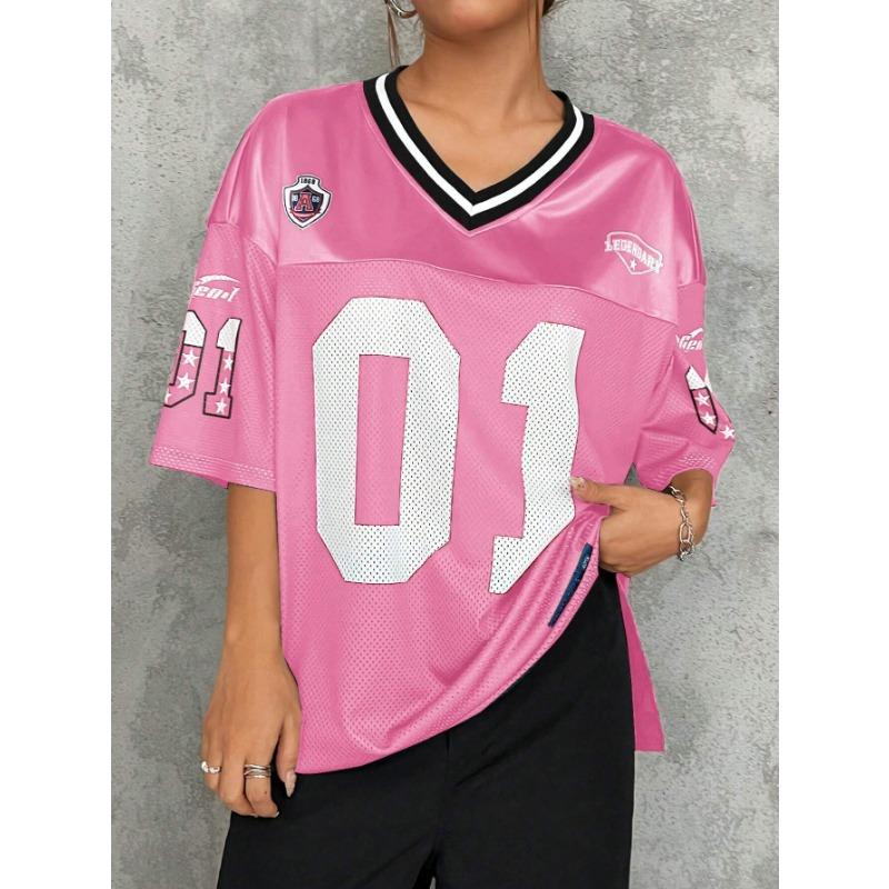 

Женская футболка Los Angeles Coolane Summer Drop Shoulder Oversize Football Jersey Tee с принтом букв для пары в одном стиле L