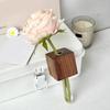 Wooden Refrigerator Magnet with Test Tube Mini Vase Flowers Plants Holder Fridge Magnet Home Office Kitchen Locker