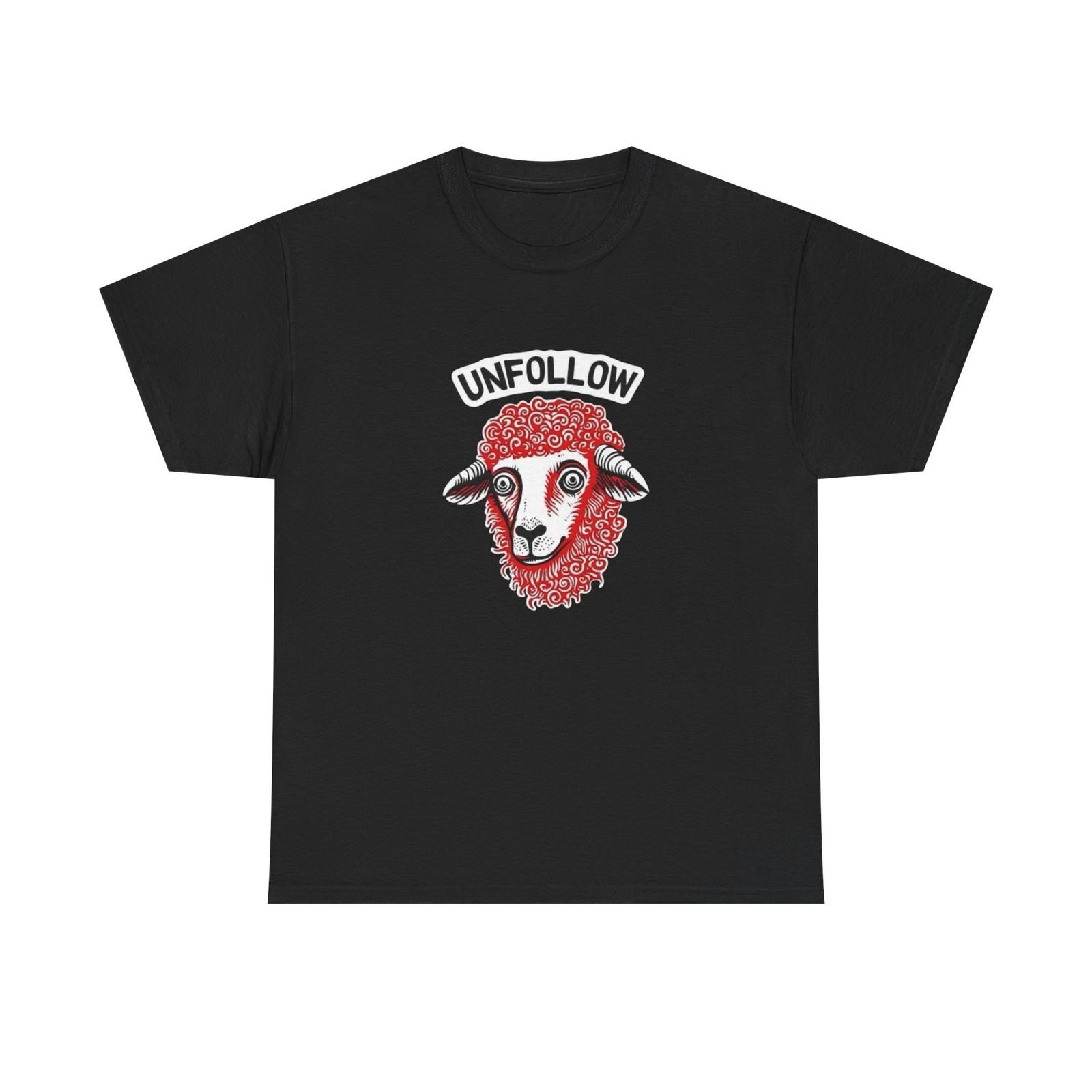 Unfollow Sheep Graphic T Shirt Unisex Heavy Cotton Tee M