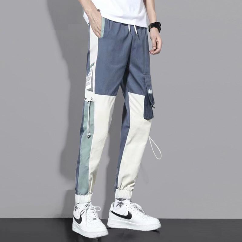 New Pants Men's Korean Version Trend Loose Student Ins Nine Points Chic Casual Overalls Trendy Brand Tied Feet