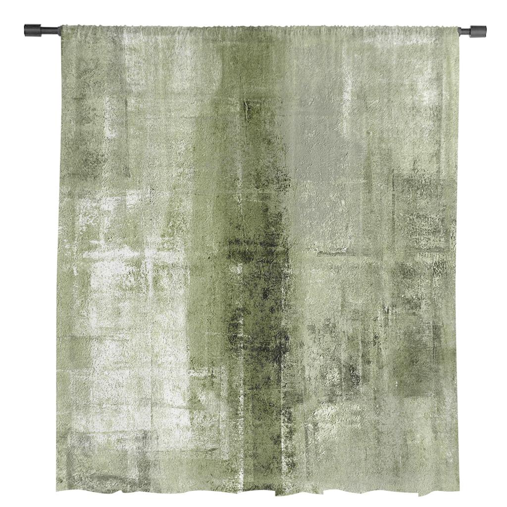 Ölgemälde Abstrakt Grasgrün Transparente Vorhänge für Wohnzimmerdekoration Fenster Vorhänge Küche Tüll Voile Organza Vorhänge